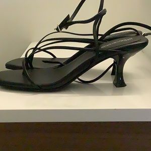 Jeffrey Campbell kitten heel shoes with straps.
